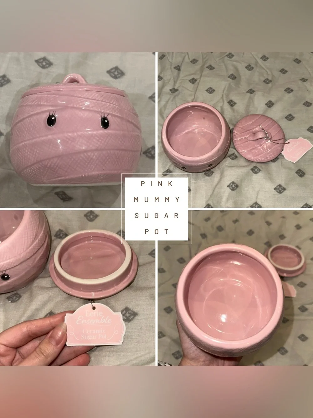 Pink Mummy Halloween Sugar Pot